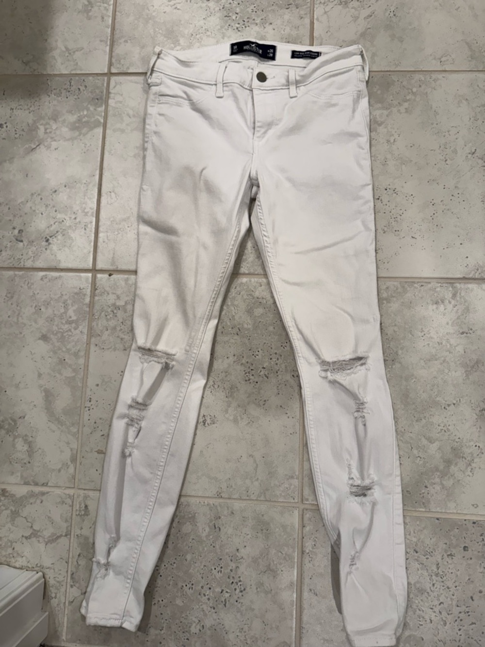Distressed White Skinny Jean Leggings